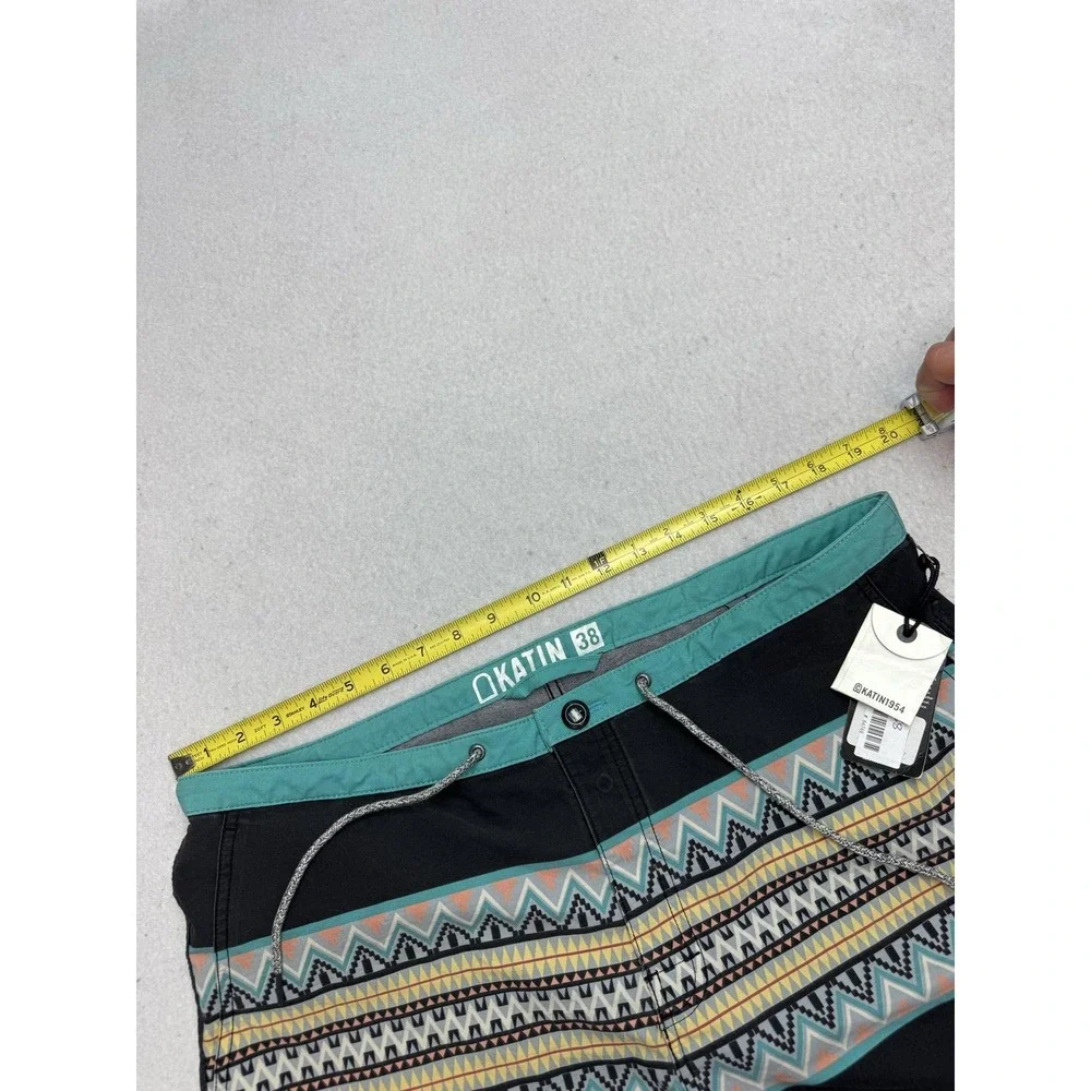 Katin Tide Trunk Board Shorts Mens 38 Black Aztec Swim Trunks Surf Beach